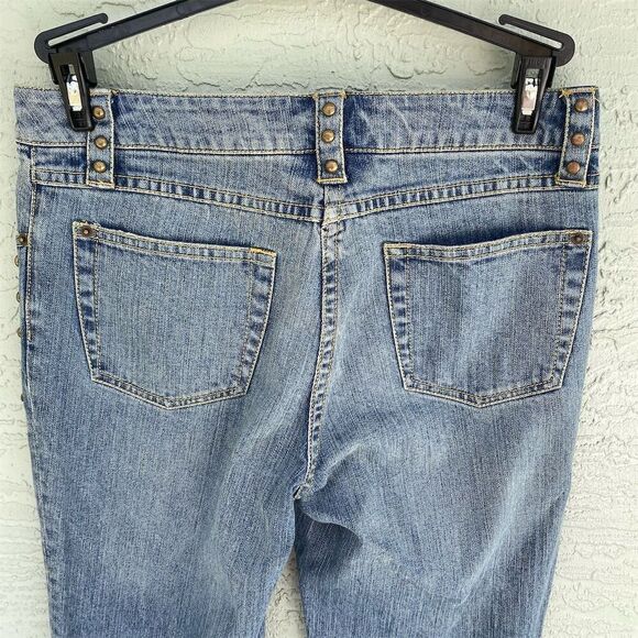 INC Women's Light Wash High-Rise Straight Jeans Size 6 Blue Studded - Picture 4 of 9